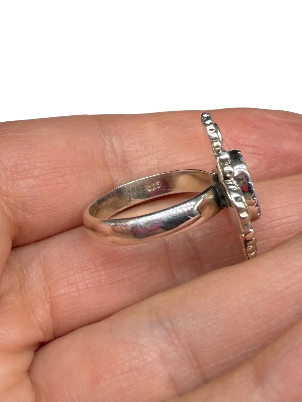 Fire Opal Ring Size 7 Solid 925 Sterling Silver Light Blue Stone